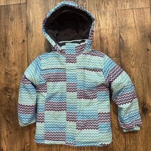 Iceburg Outerwear Girls Multicolor Chevron Pattern Hooded Jacket Size XS 4/5